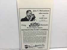 1926 Bell  Howell Co. Filmo Movie Cameras. Vintage Print Ad.