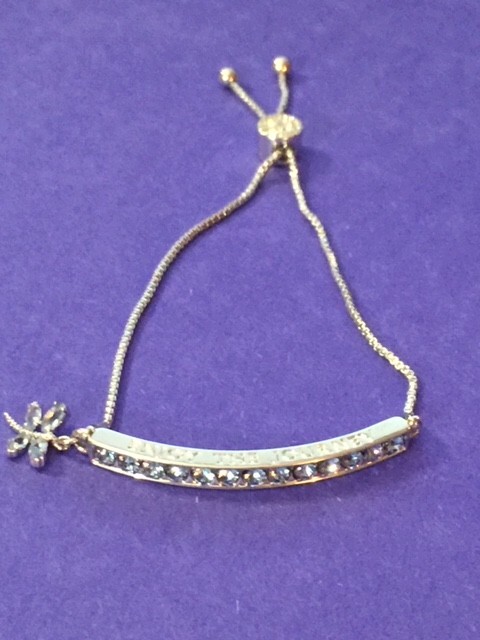 IBB CN Silver Tone Box Chain Clear Baguette Rhinestone