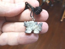 (an-dra-6) Chinese winged Dragon GRAY Marble carving Pendant NECKLACE gemstone