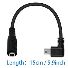 Angle Mini USB Male to 4 Pole 3.5mm Female Adapter Cable Cord for Mic Microphone