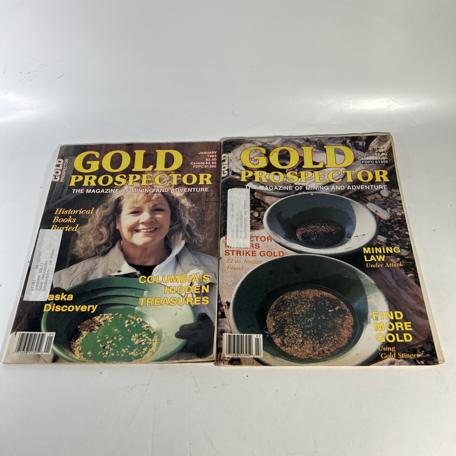 Gold Prospectors Modern Gold Miner Treasure Hunter Magazine Lot of 2 1992-1993
