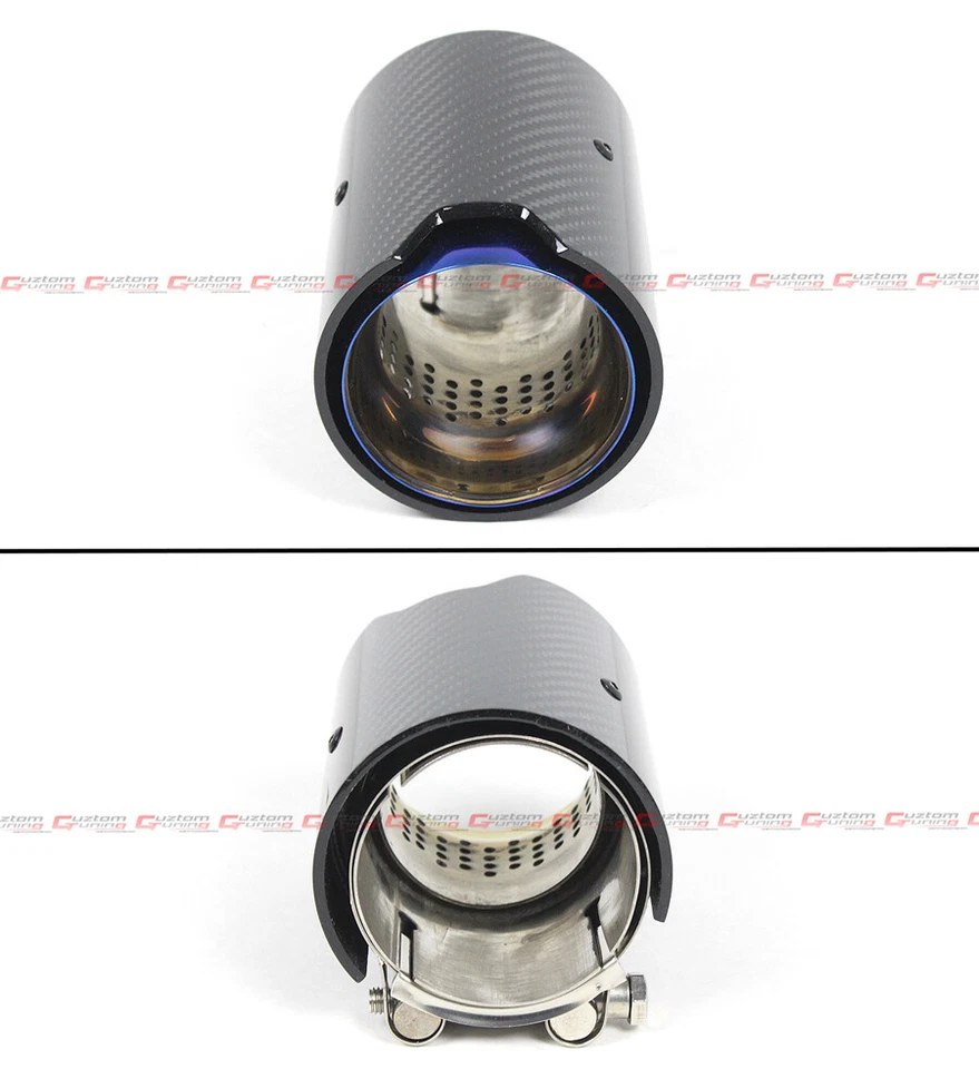 PARA BMW M2 M3 M4 FIBRA DE CARBONO ACERO INOXIDABLE AZUL PUNTA QUEMADA TUBO DE ESCAPE ACABADO 4PC Foto 4 de 4