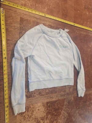 Light Blue Unbranded Women's Small Crew Neck Sweater '' Tout est beau'' #S86