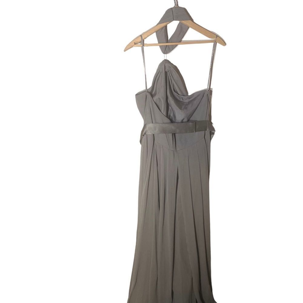 vera wang grey bridesmaid dress NEW $178 WHITE by VERA WANG Gray Crepe Tank Drape Bridesmaid Maxi Dress US S 4