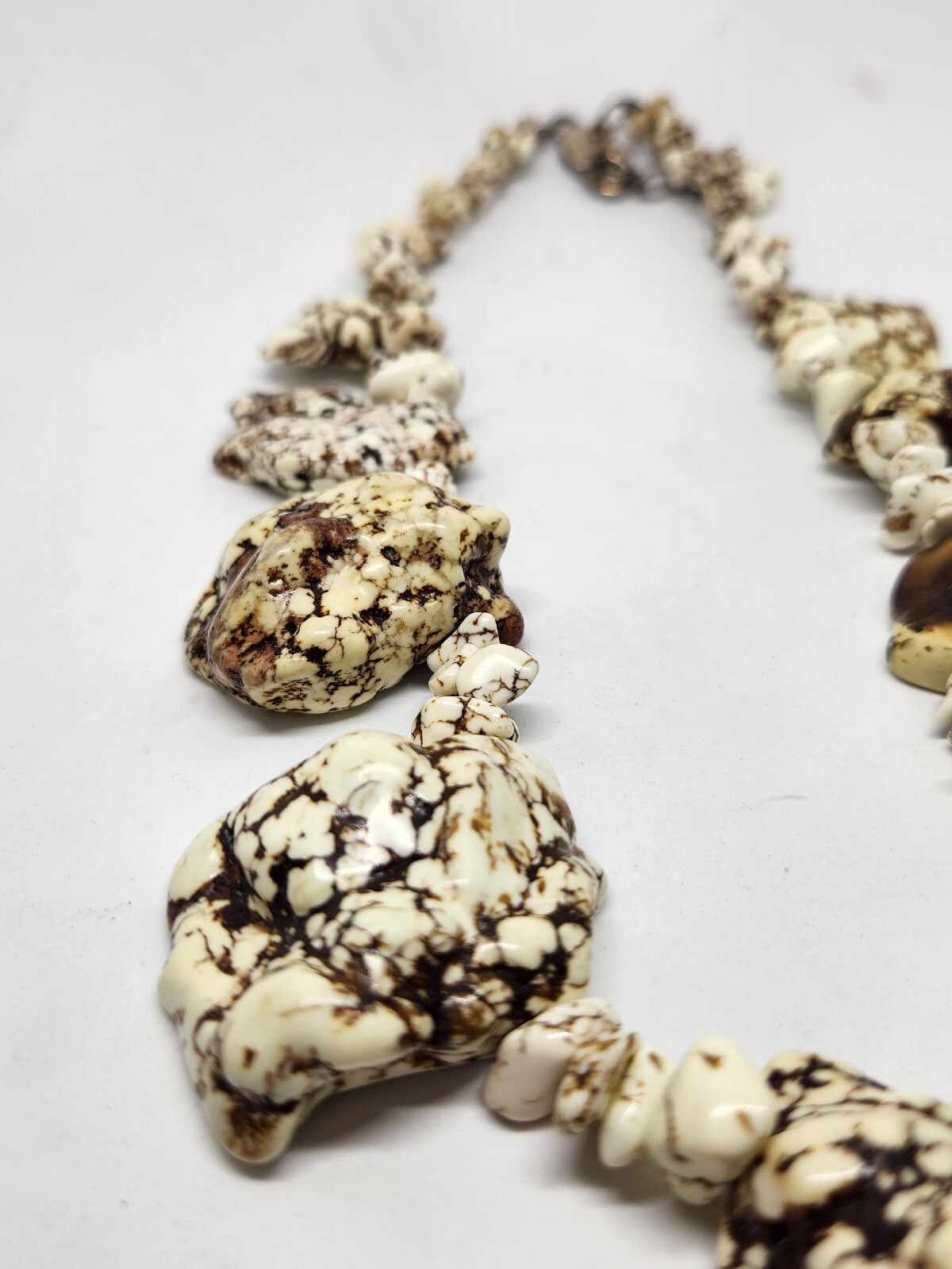 Cream White Turquoise Statement NecklaceCream Whi… - image 12