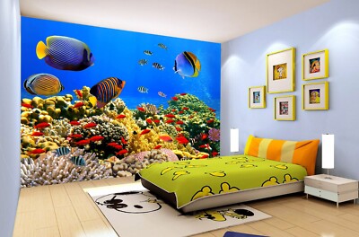 3D Coral Fish Sea G7134 Wallpaper Wall Murals Removable Self-adhesive Honey