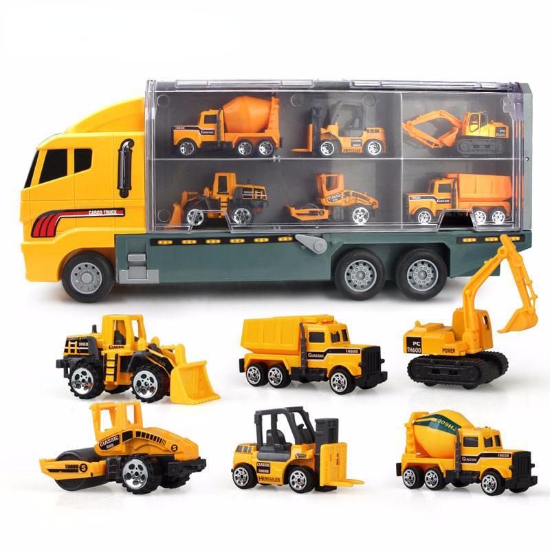 Big Trucks 10-Piece Alloy Toy Vehicles Set with Fire Truck and Helicopter