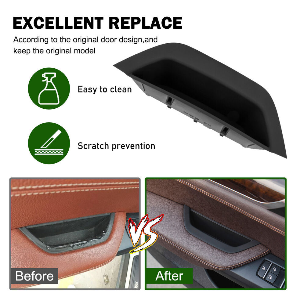Black Inner Door Pull Handle Panel Cover – Right Side – Fits BMW X3 X4 F25 F26 2010-2017 – Plastic – Direct Fit