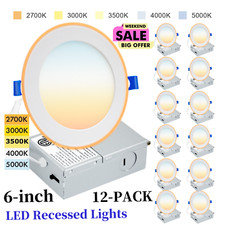 6-48 Pack 6 Inch Led Recessed Lights 5cct 12w Ultra-thin Dimmable Ceiling Lamp