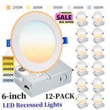 6-48 Pack 6 inch Led Recessed Lights 5CCT 12W Ultra-Thin Dimmable Ceiling Lamp