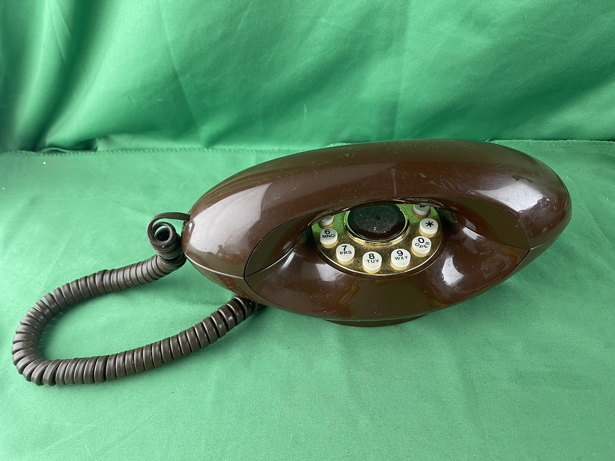 Vintage GENIE Black Landline Telephone Original ATC Groovy Push