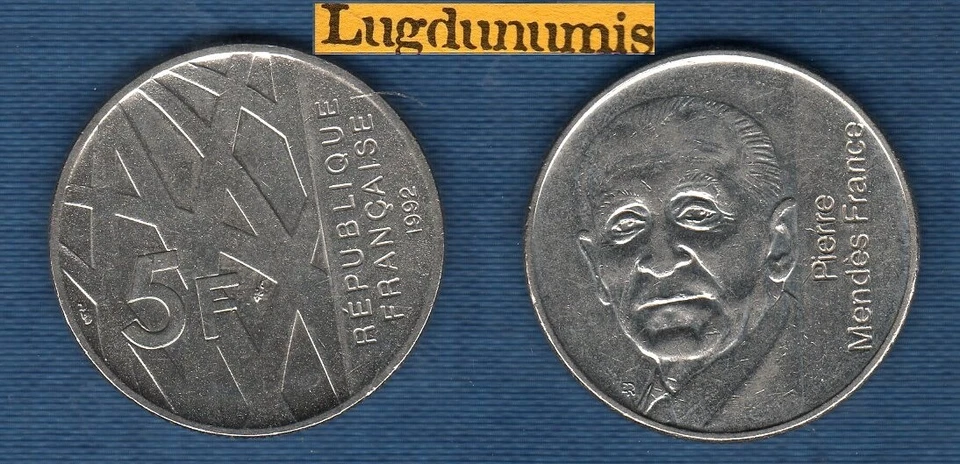 5 Francs 1992 Pierre Mendès France TB TTB Commémorative - V République 1959 - - Photo 1/1