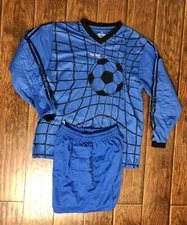 NEW Goalkeeper Portero Long sleeves Jersey Shirts  And Shorts L/XL Blue