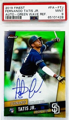 2019 Topps Finest Fernando Tatis Jr. RC Auto Green #/99 PSA 9