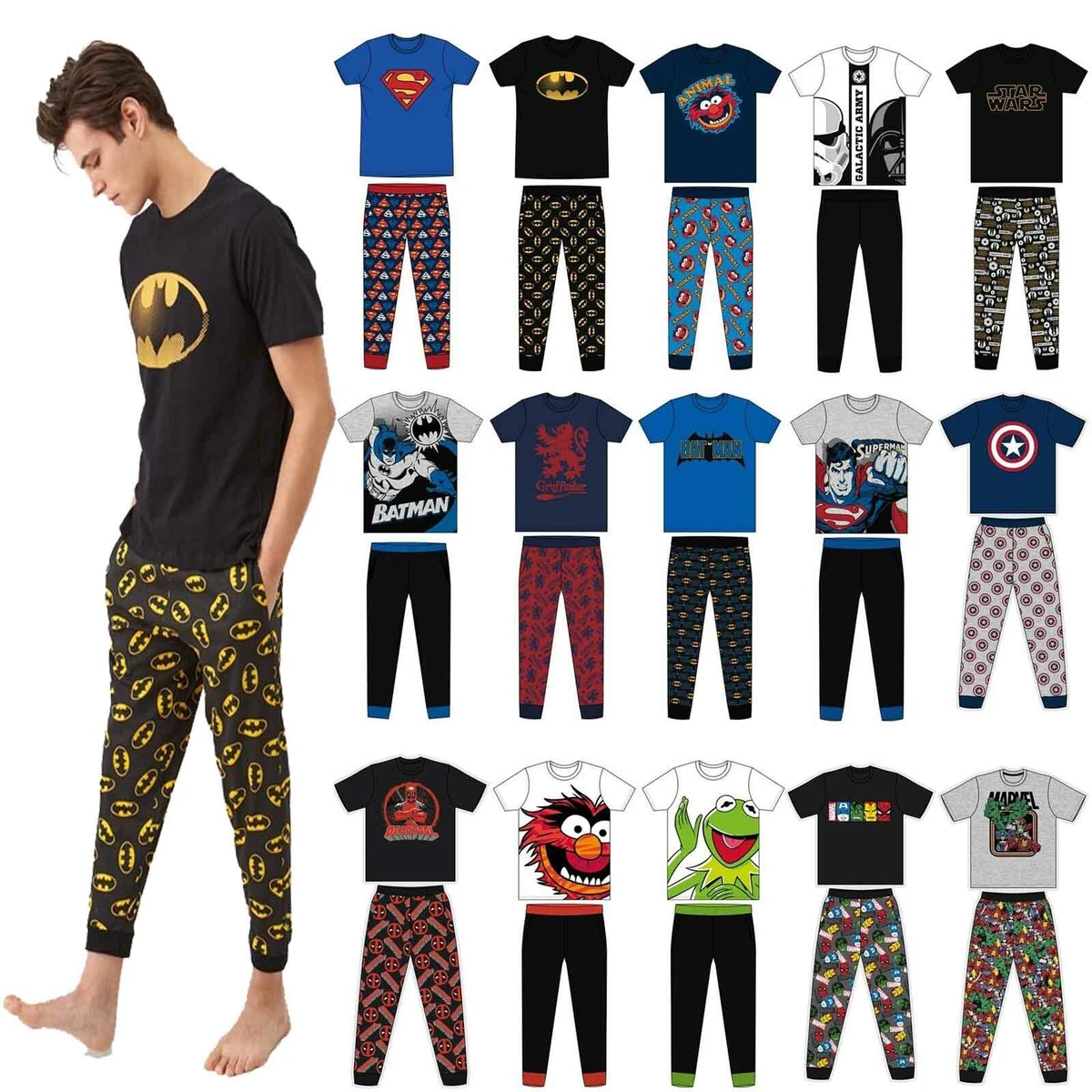 Mens Official Character Pyjamas Lounge Pants Batman Star Wars Pjs