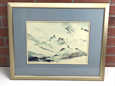 Pamela Graham Signed Numbered Art Litho Print Snowy Mountain Peaks #2/250