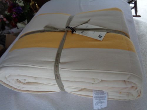 INUP KING 3-pc reversible Quilt set YELLOW wide/narrow stripe PORTUGAL - Picture 6 of 9