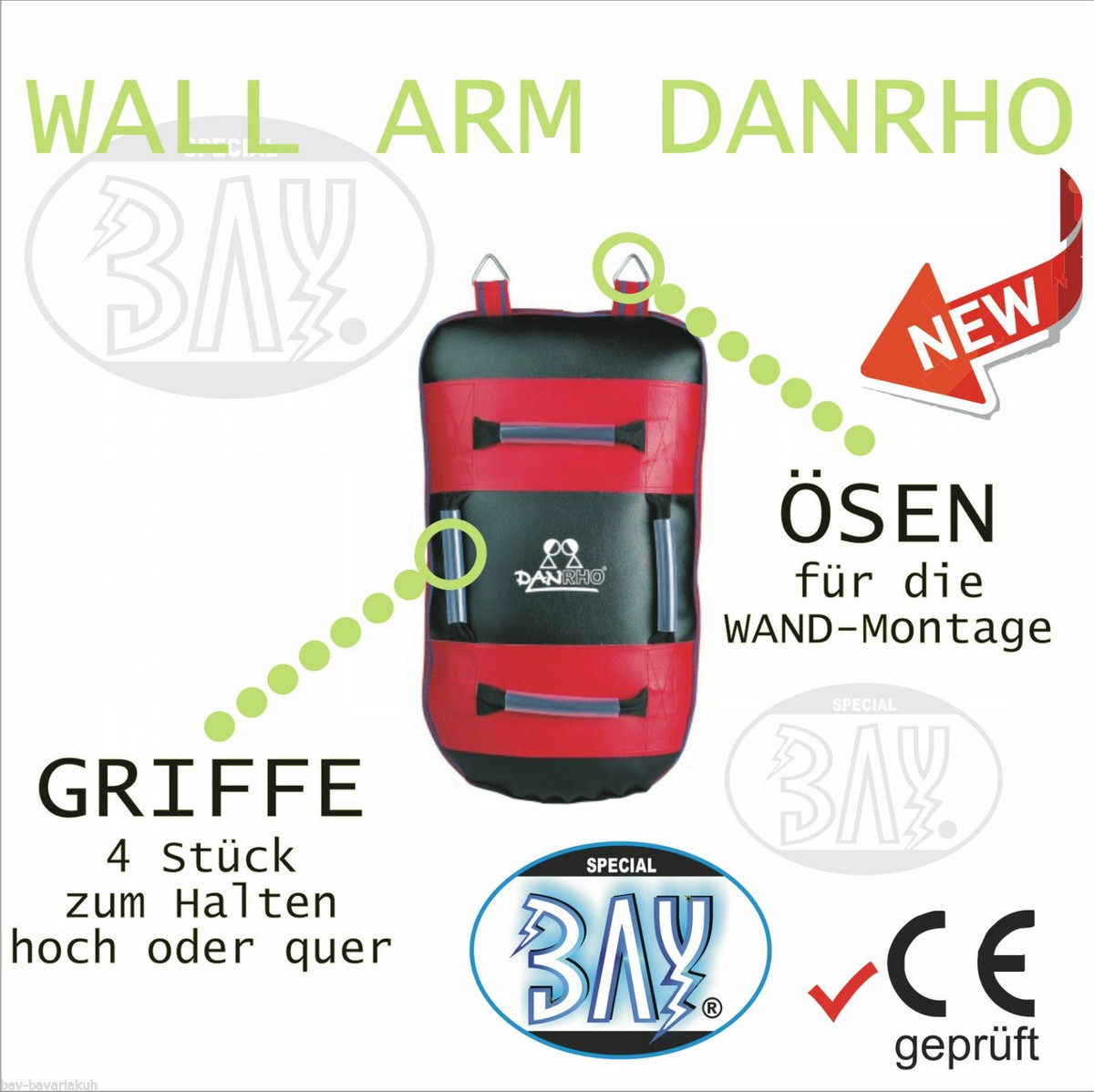 Bay Sports Wand ARM KÖRPER Schlagpolster 3 In 1 Wall ARM Body Schwarz