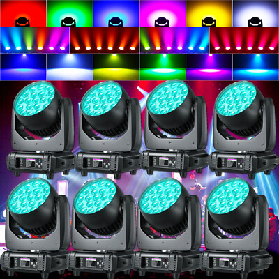 8x 380W RGBW LED Moving Head Beam Wash Zoom Bühnenlicht DMX DJ Disco Partylicht