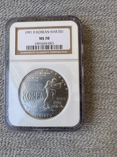 1991-D Korean War Commemorative Dollar NGC MS70