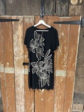 David Emanuel Dress Women's Size 16 Black Mix Short Sleeve Round Neck