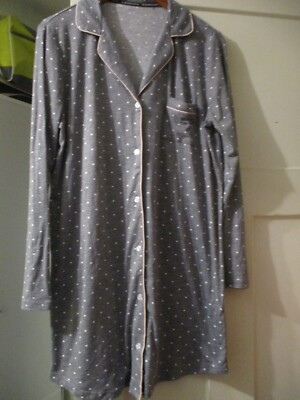BCBGMAXAZRIA Gray Button Up Womens Nightgown Size L Large   FREE SHIP!  NWOT