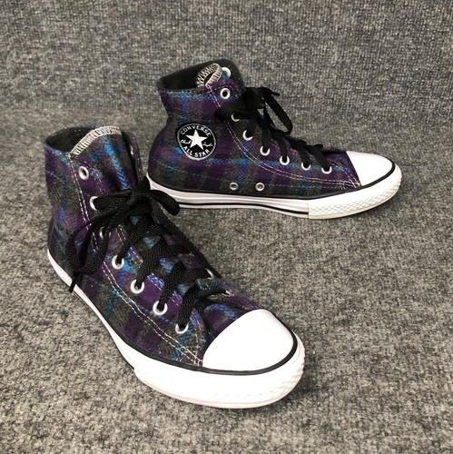 plaid high top converse