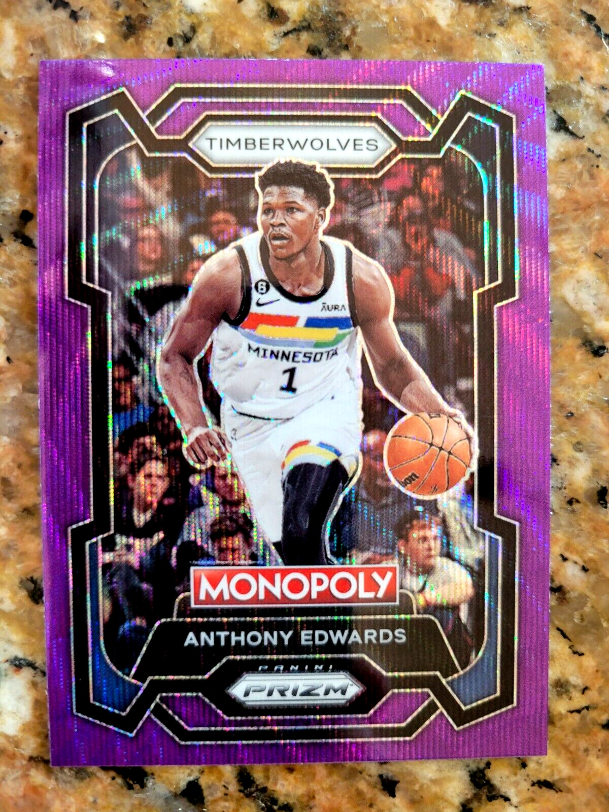 2023-24 Panini Prizm Monopoly Purple Wave Prizm #52 Anthony Edwards