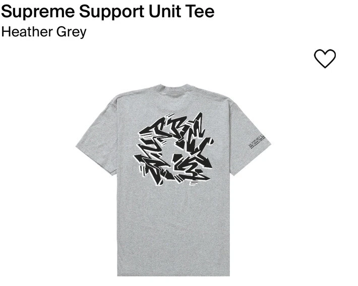 T shirt Supreme Support Unit ! FW21 ! Gris bruyère !!!Petit neuf avec étiquettes !!!Super Rare !!!!!!