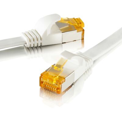 CAT 7 Ethernet Kabel Patchkabel Netzwerkkabel LAN Kabel 5m weiß flach SEBSON