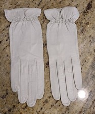 Vintage Size S Gray Soft Leather Formal 9" Gloves Elastic Wrist Knotch