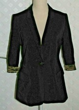 TWENTY ONE Black Jacket Size Medium Blazer 3/4 Sleeve One Button Women's