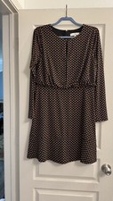 Loft Womens Dress Long Sleeve Knee Length Black and Blush Small Flowers Size 10