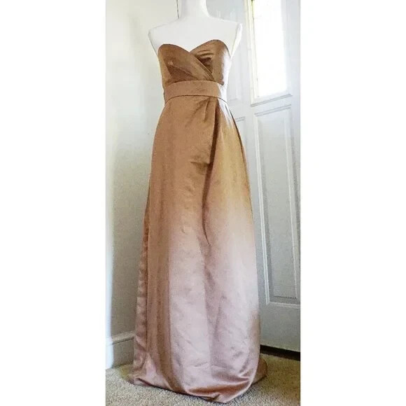 princess polly baby blue dress Alfred Angelo Harvest Gold Prom Bridemaid Long Satin Dress size 4