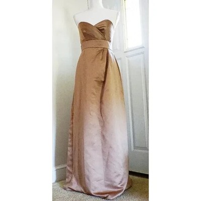 Alfred Angelo Harvest Gold Prom Bridemaid Long Satin Dress size 4 | eBay