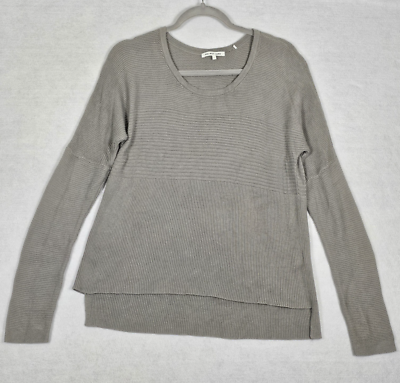 #ad #ad Helmut Lang Women’s Large Gray Sweater Knit Long Sleeve Round Neck Hi Low $25.19