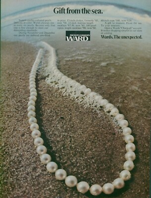 1971 Montgomery Ward Pearls Gift From Sea Beach Waters Edge Vintage Print Ad L29