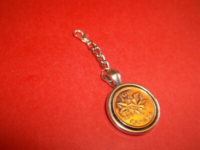 EIN (1) CENT - KANADISCHER AHORN PENNY SILBERGEHÄUSE ANHÄNGER / CHARM - 1938 bis 1996