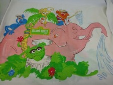 Sesame Street Pillow Case Cover Big Bird Grover Ernie Oscar The Grouch VINTAGE