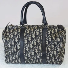 Christian Dior Bagage Trotter Print Mini Boston Bag in Navy Used
