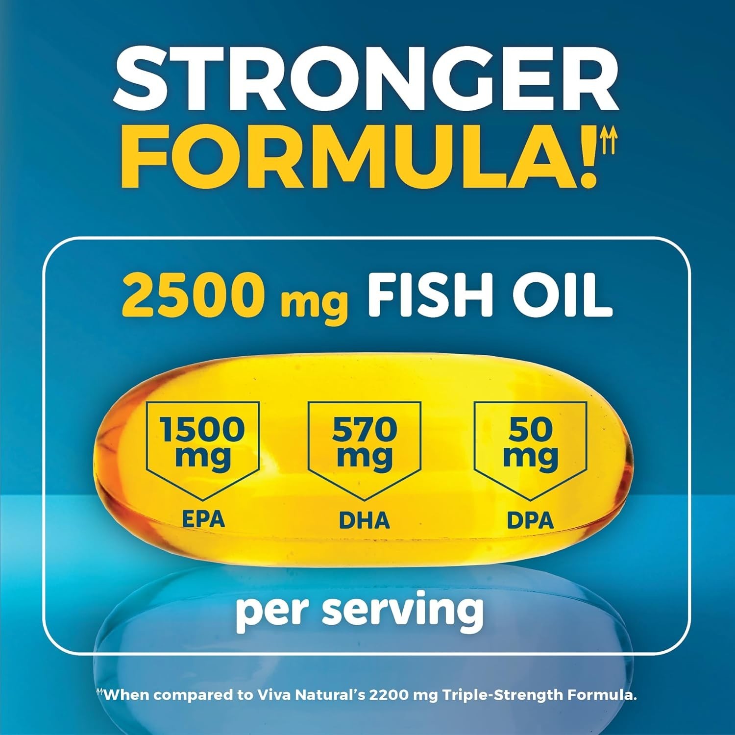 Viva Naturals Omega 3 Fish Oil Supplement for Women and Men - 2500 mg Triple Oil