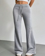 Autumn and Winter New Solid Color Drawstring Women's bell-bottoms Casual Fashion