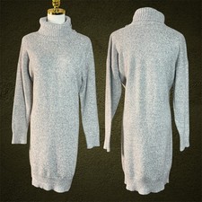 Lauren Ralph Lauren Gray Speckled Turtleneck Sweater Dress Size Medium Cozy Knit
