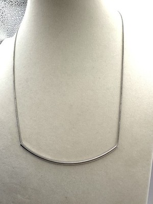 Silver Tone Tube Bead Modernist Necklace 22 