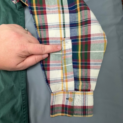 Vintage Texas Cotton Shirt Men Large Colorblock Plaid USA Made Flawed Western - Picture 5 of 9