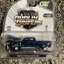 164 Greenlight Dually Drivers 2022 Ford F-450 Dually Snow Plow Blue New