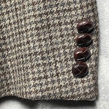 Lauren Ralph Lauren Trim Fit Wool Blazer Jacket Mens 48R Brown Houndstooth
