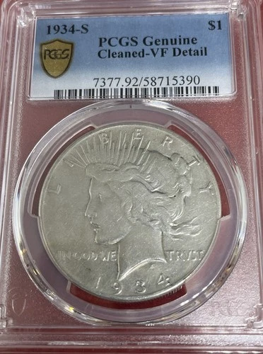 1934-S Peace Silver Dollar Cleaned Extremely Fine XF