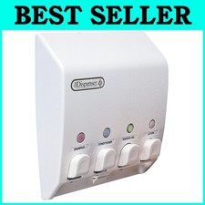 Wall Mount Shower Dispenser, 4 Chambers, 14.5 oz each, White