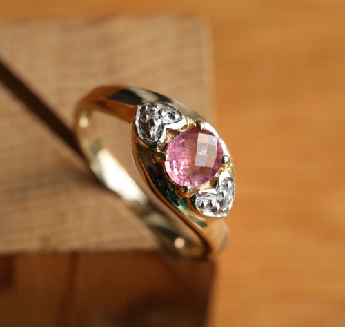 Bypass Ring with a Pink Stone